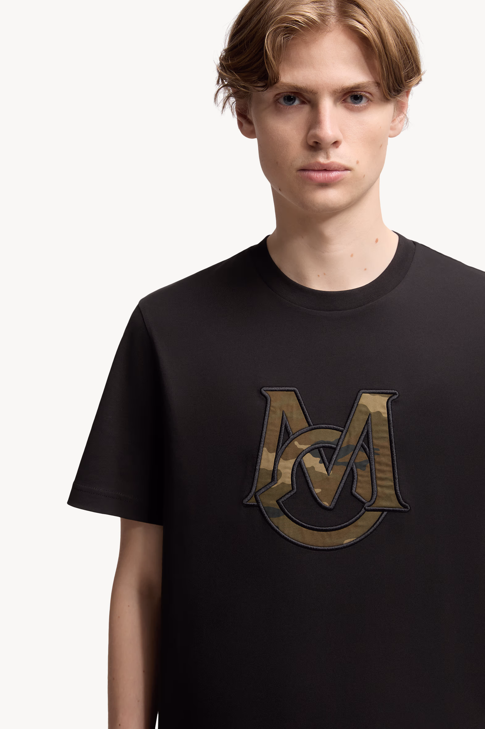 Monogram Cotton T-Shirt Men Black Moncler 6